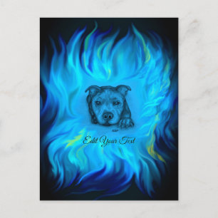 Blue Staffy Puppy Holiday Postcard