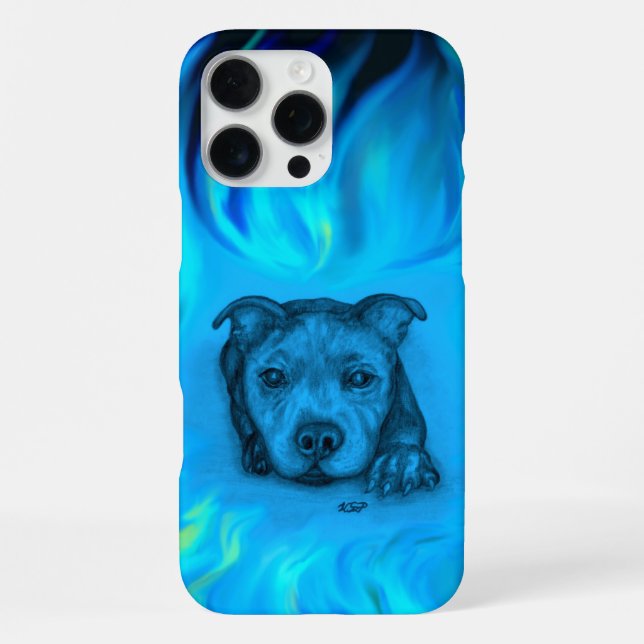 Blue Staffy Puppy iPhone Case (Back)