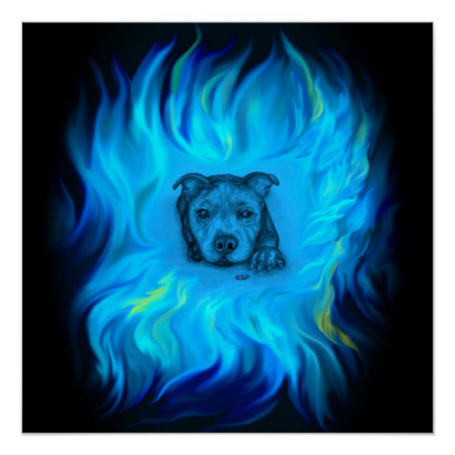 Blue Staffy Puppy Poster (Front)