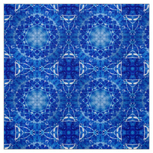 Blue Stained Glass Catherine Window Tile Pattern Fabric