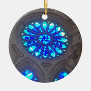 Blue Stained Glass Ceramic Ornament