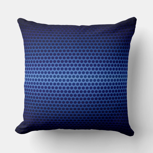 Blue Stainless Steel Hole Metal Throw Pillow (Front)