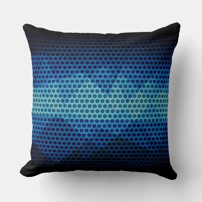 Blue Stainless Steel Metal Hole Throw Pillow (Front)