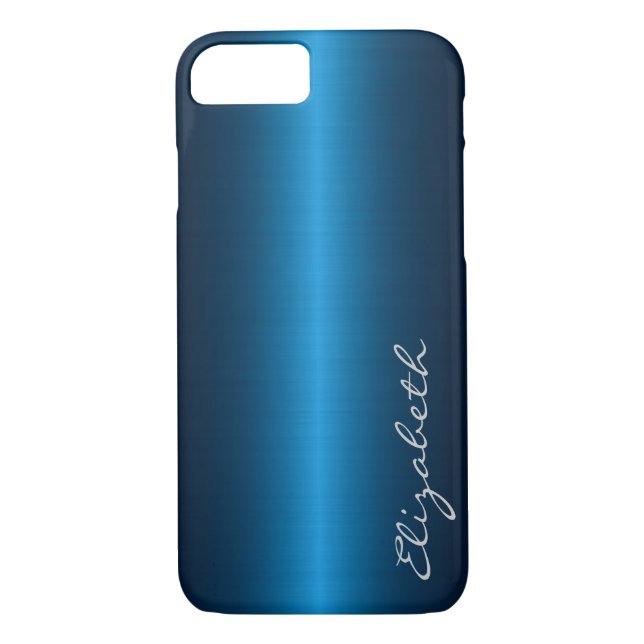 Blue Stainless Steel Metal Look Case-Mate iPhone Case (Back)