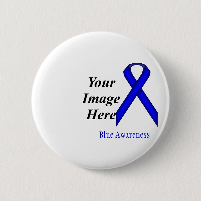 Blue Standard Ribbon by Kenneth Yoncich 2 Inch Round Button (Front)