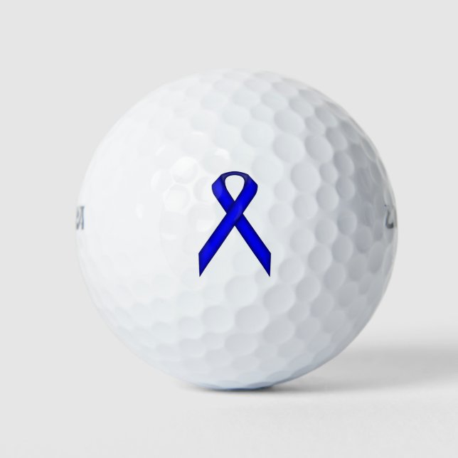 Blue Standard Ribbon by Kenneth Yoncich Golf Balls (Front)