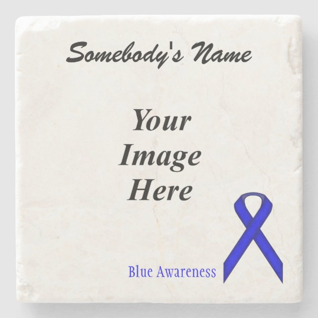 Blue Standard Ribbon by Kenneth Yoncich Stone Coaster (Front)