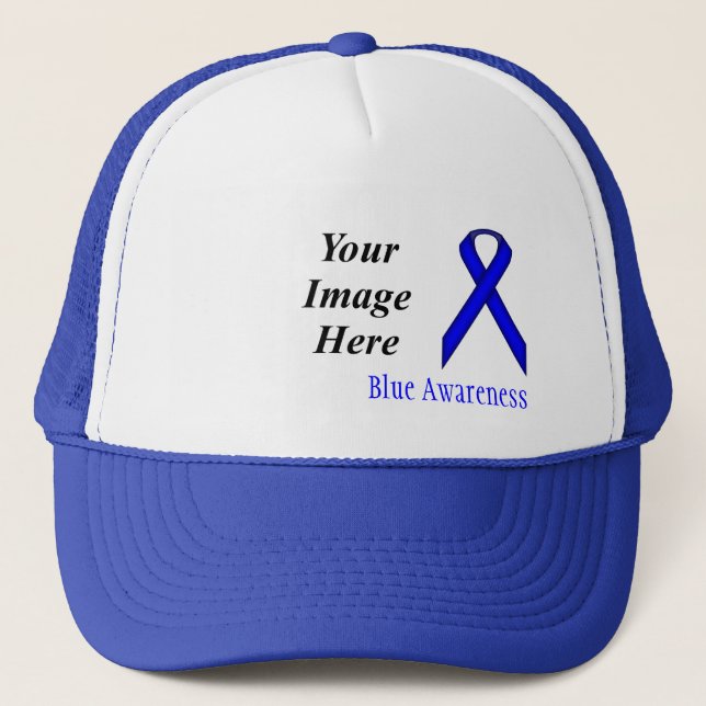 Blue Standard Ribbon by Kenneth Yoncich Trucker Hat (Front)