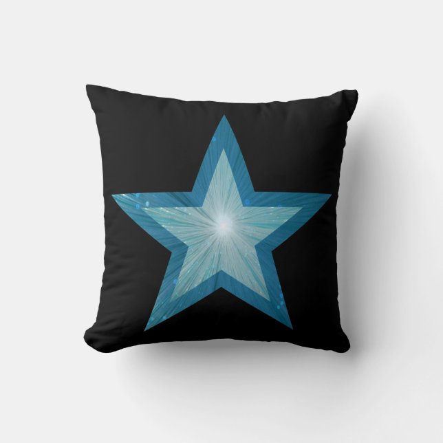 Blue Star Black 'Text' throw pillow square (Front)