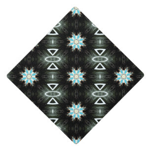 Blue star-bursts geometric black Thunder_Cove Graduation Cap Topper