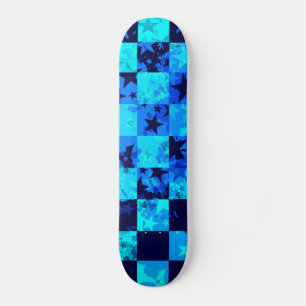 Blue Star Chequered Skateboard