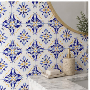 Blue Star Elegant Floral Mosaic  Mediterranean  Tile