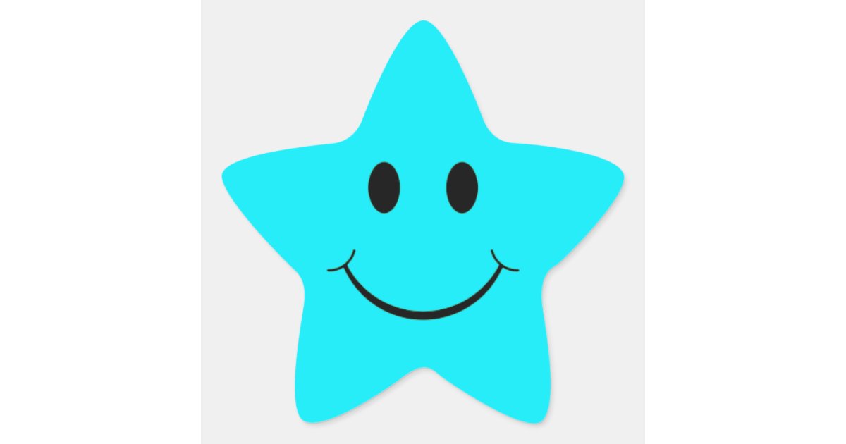 Blue Star Face Stickers. Star Sticker | Zazzle