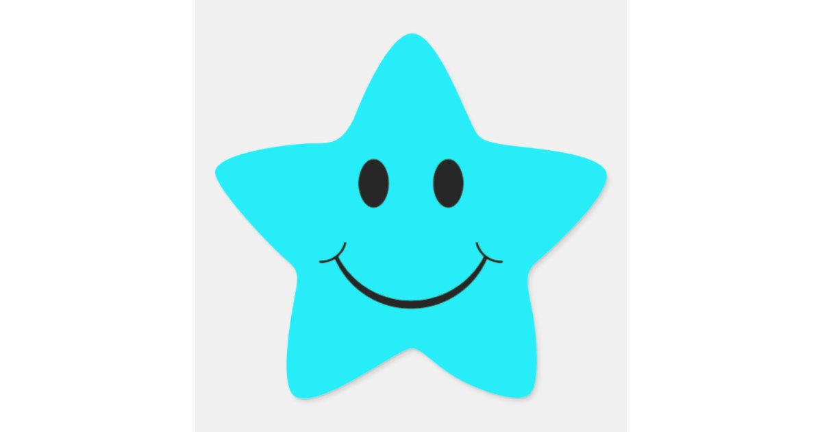 Blue Star Face Stickers. Star Sticker | Zazzle