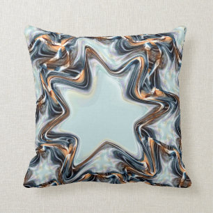Blue Star Fractal Reversible Throw Pillow