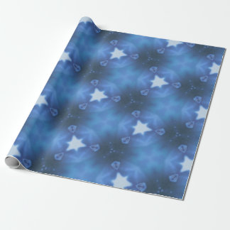 Blue  star gift wrapping paper