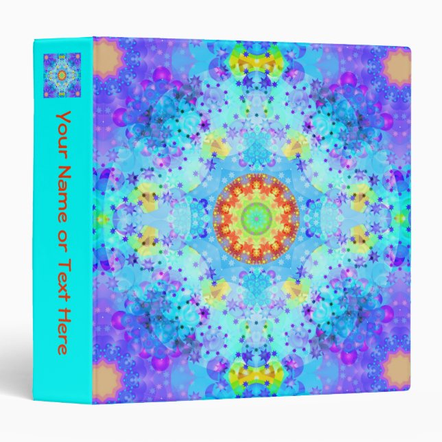 Blue Star Hippy Mandala Patterned Binder (Front/Spine)