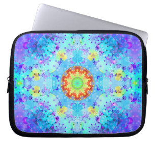 Blue Star Hippy Mandala Patterned Laptop Sleeve