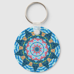 Blue star kaleidoscope keychain