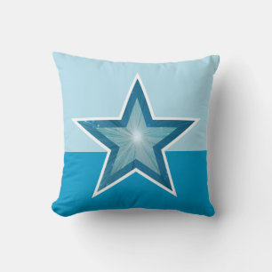 Blue Star lance oreiller carré deux couleurs bleu