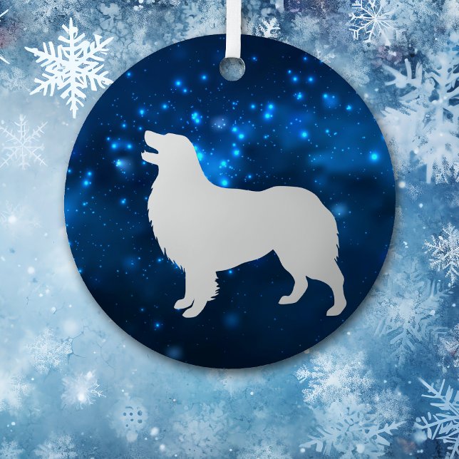 Blue Star Lights Australian Shepherd Christmas Metal Ornament (Creator Uploaded)