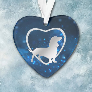 Blue Star Lights Dachshund Dog Orament