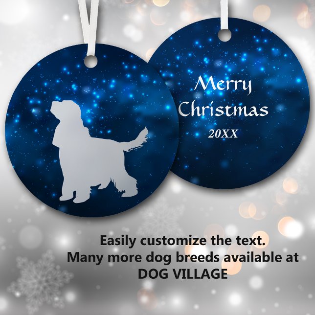Blue Star Lights English Cocker Spaniel Christmas Metal Ornament (Creator Uploaded)