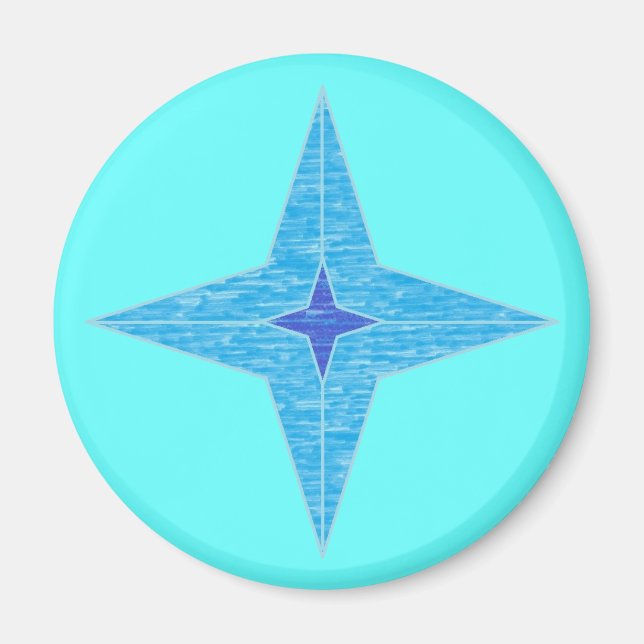 Blue Star Magnet (round) (Front)