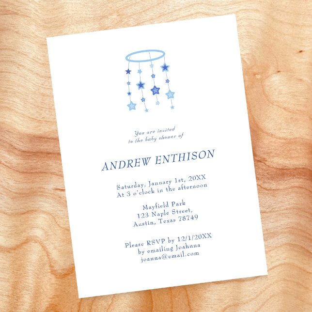Blue Star Mobile Baby Boy Invitation (Creator Uploaded)