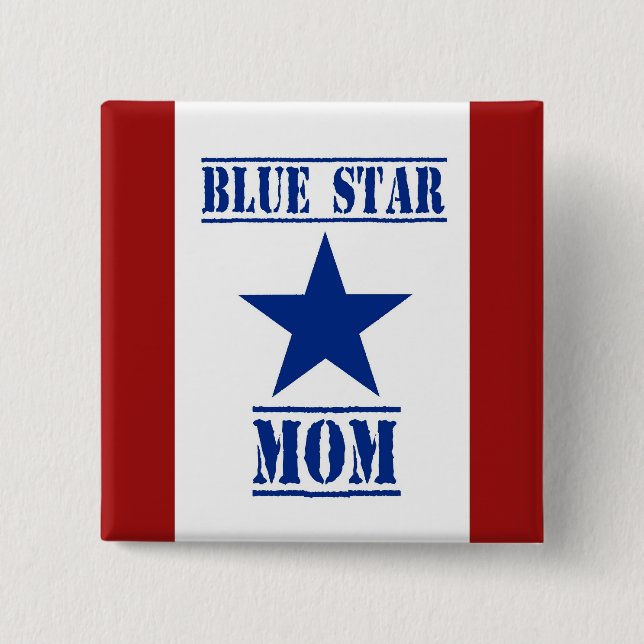 Blue Star Mom Military 2 Inch Square Button (Front)
