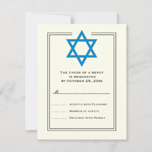 Blue Star of David Bar Mitzvah reply card