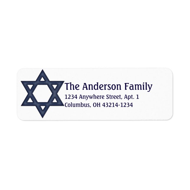 Blue Star of David Hanukkah Address Labels d1 (Front)