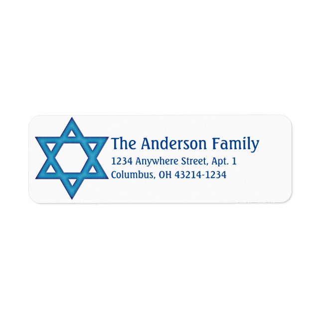 Blue Star of David Hanukkah Address Labels d2 (Front)