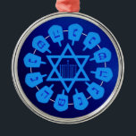 Blue Star Of David Hanukkah Metal Ornament<br><div class="desc">*Customize with your choice of background colour.</div>