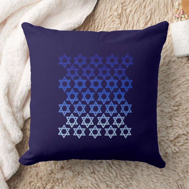 Blue Star of David Happy Hanukkah Jewish Holiday Throw Pillow (Blanket)