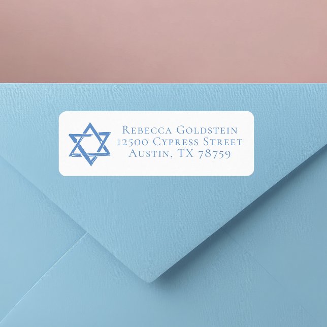 Blue Star of David Jewish Family Return Address (Creator Uploaded)