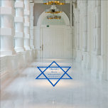 Blue Star of David Name | Date Bar Mitzvah Floor Decals<br><div class="desc">Simple,  elegant blue Star of David Bar Mitzvah with your son's name and the date of his celebration.  Original design by Holiday Hearts Designs (all rights reserved).</div>