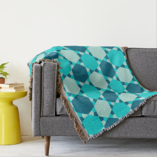 Blue Star of David Optical Illusion Pattern Throw Blanket