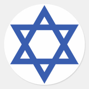 Blue Star of David White Classic Round Sticker