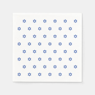 Blue Star of David White Napkin