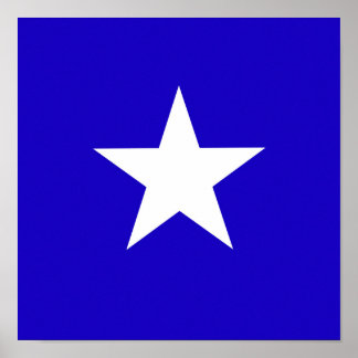 Blue star on white background poster