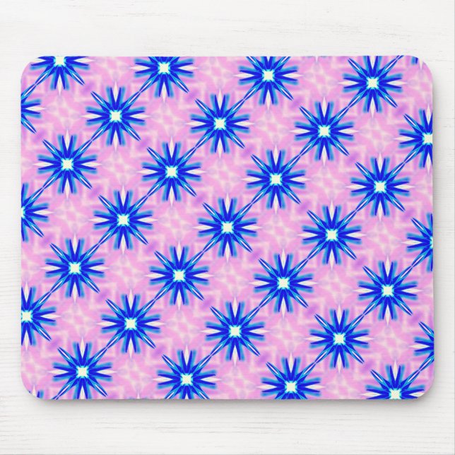 blue star pattern on pink mousepad (Front)
