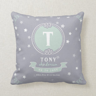 Blue star personalized baby pillow keepsake