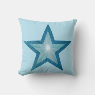 Blue Star printed square pale blue Throw Pillow