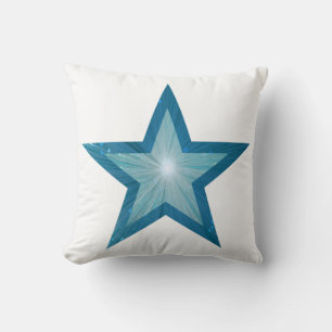 Blue Star printed throw pillow square white