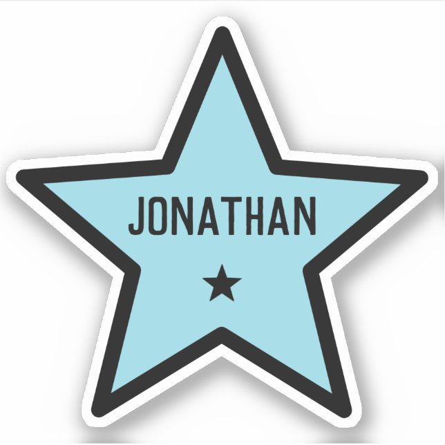 Blue Star Shape Outline Simple Cool Custom Name  (Front)