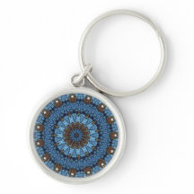 Blue Star Stained Glass Premium Keychain