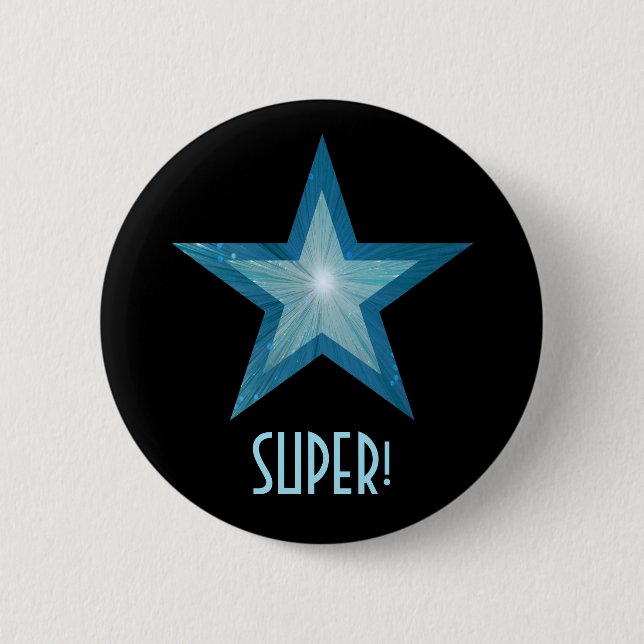 Blue Star 'SUPER!' button black (Front)
