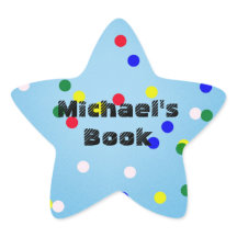 Blue Star with Dots Custom Bookplate for Kids -