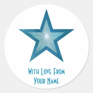 Blue Star 'With Love From'' round sticker white